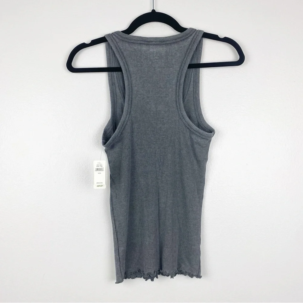 Aerie Offline Ribbed Henley Racerback Buttons Tank Top Gray Size S NWT - Picture 4 of 6